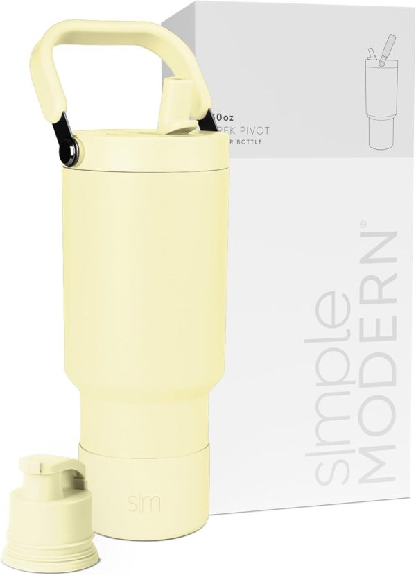 Simple Modern Trek Pivot | 40oz Flip Straw Tumbler with Handle | Water Bottle & Boot | Interchangeable Straw & Chug Lids | Insulated Stainless Steel Jug | Gym Sports Outdoors | Almond Birch - Image 89