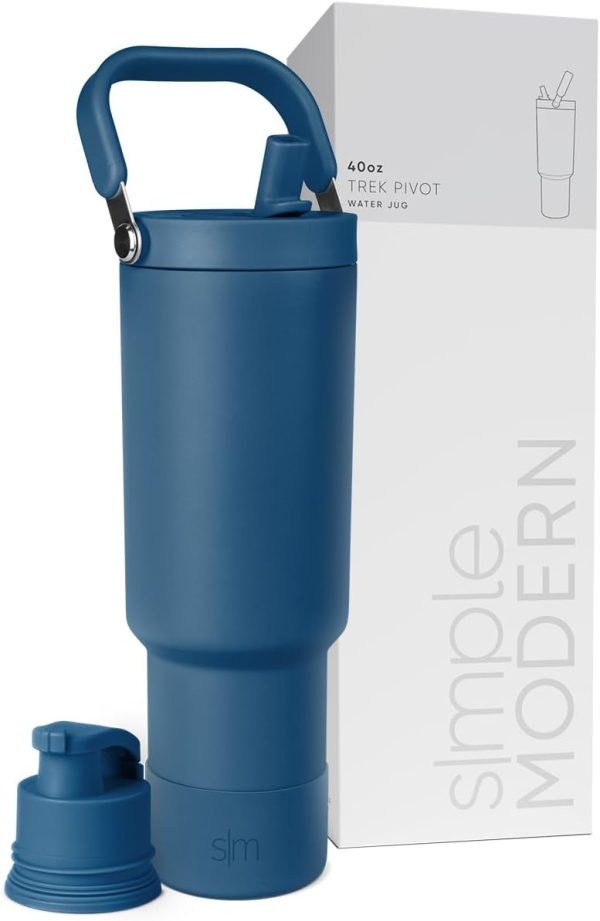 Simple Modern Trek Pivot | 40oz Flip Straw Tumbler with Handle | Water Bottle & Boot | Interchangeable Straw & Chug Lids | Insulated Stainless Steel Jug | Gym Sports Outdoors | Almond Birch - Image 90