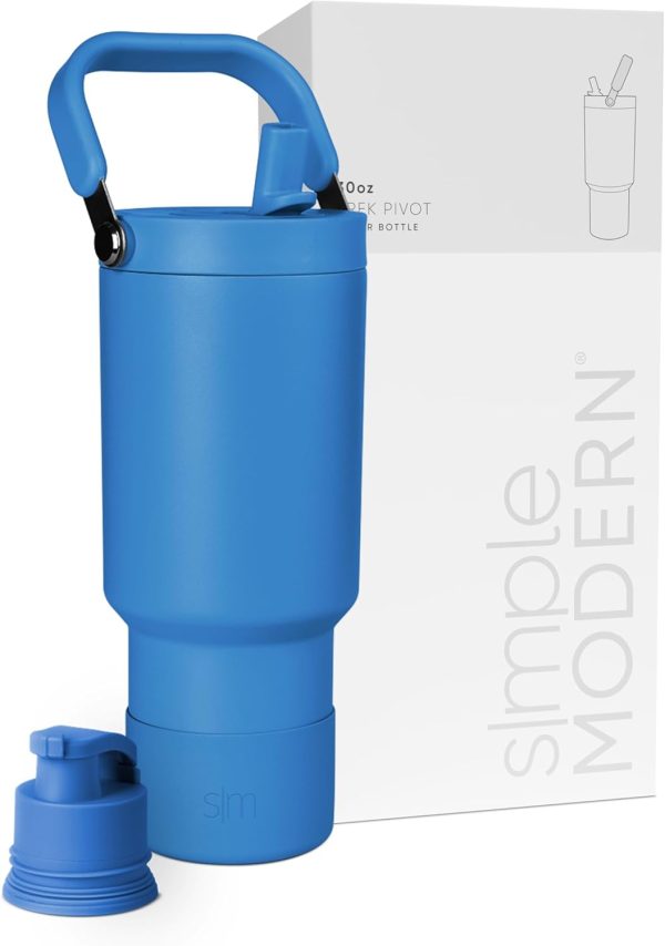 Simple Modern Trek Pivot | 40oz Flip Straw Tumbler with Handle | Water Bottle & Boot | Interchangeable Straw & Chug Lids | Insulated Stainless Steel Jug | Gym Sports Outdoors | Almond Birch - Image 91