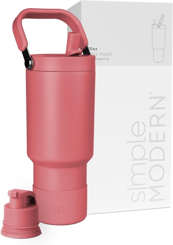 Simple Modern Trek Pivot | 40oz Flip Straw Tumbler with Handle | Water Bottle & Boot | Interchangeable Straw & Chug Lids | Insulated Stainless Steel Jug | Gym Sports Outdoors | Almond Birch - Image 92