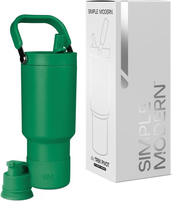 Simple Modern Trek Pivot | 40oz Flip Straw Tumbler with Handle | Water Bottle & Boot | Interchangeable Straw & Chug Lids | Insulated Stainless Steel Jug | Gym Sports Outdoors | Almond Birch - Image 93