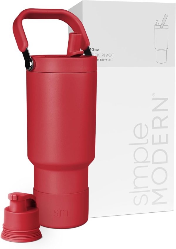 Simple Modern Trek Pivot | 40oz Flip Straw Tumbler with Handle | Water Bottle & Boot | Interchangeable Straw & Chug Lids | Insulated Stainless Steel Jug | Gym Sports Outdoors | Almond Birch - Image 94