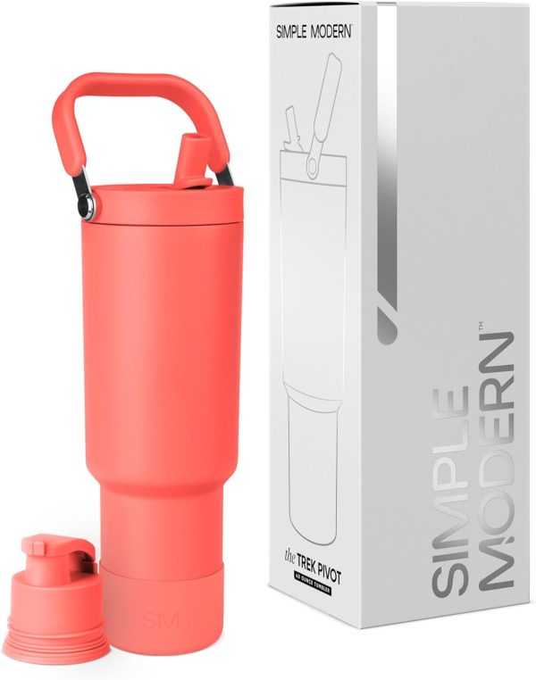 Simple Modern Trek Pivot | 40oz Flip Straw Tumbler with Handle | Water Bottle & Boot | Interchangeable Straw & Chug Lids | Insulated Stainless Steel Jug | Gym Sports Outdoors | Almond Birch - Image 95