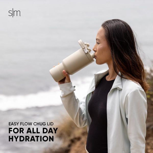 Simple Modern Trek Pivot | 40oz Flip Straw Tumbler with Handle | Water Bottle & Boot | Interchangeable Straw & Chug Lids | Insulated Stainless Steel Jug | Gym Sports Outdoors | Almond Birch - Image 100