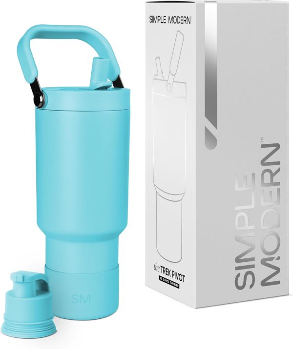 Simple Modern Trek Pivot | 40oz Flip Straw Tumbler with Handle | Water Bottle & Boot | Interchangeable Straw & Chug Lids | Insulated Stainless Steel Jug | Gym Sports Outdoors | Almond Birch - Image 101