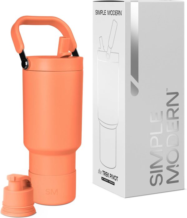 Simple Modern Trek Pivot | 40oz Flip Straw Tumbler with Handle | Water Bottle & Boot | Interchangeable Straw & Chug Lids | Insulated Stainless Steel Jug | Gym Sports Outdoors | Almond Birch - Image 102
