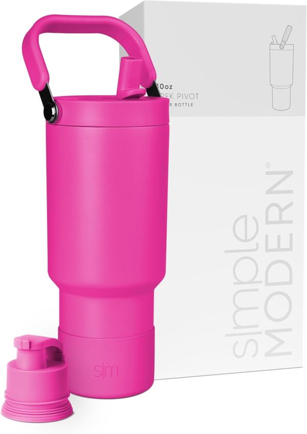 Simple Modern Trek Pivot | 40oz Flip Straw Tumbler with Handle | Water Bottle & Boot | Interchangeable Straw & Chug Lids | Insulated Stainless Steel Jug | Gym Sports Outdoors | Almond Birch - Image 103
