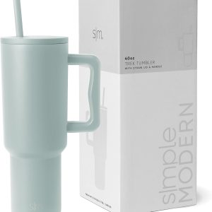 Simple Modern 40 oz Trek Tumbler with Handle and Straw Lid | Cup Holder Friendly Insulated Stainless Steel Travel Mug | Sea Glass Sage