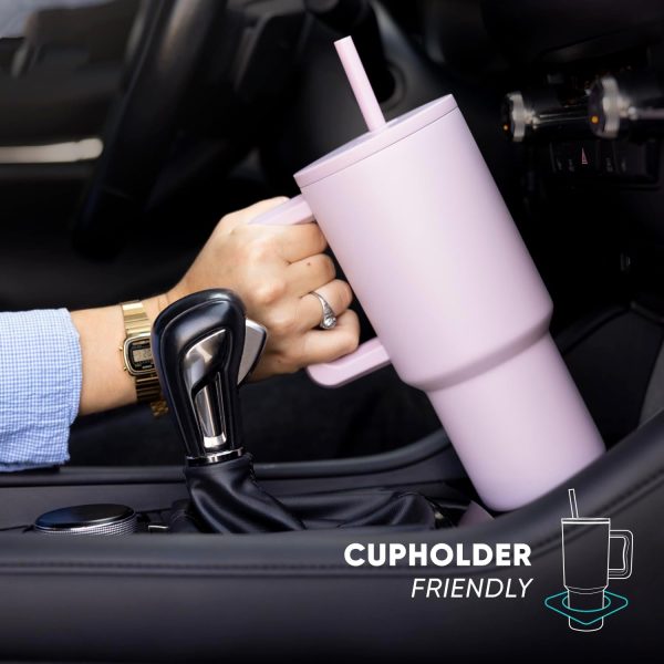 Simple Modern 40 oz Trek Tumbler with Handle and Straw Lid | Cup Holder Friendly Insulated Stainless Steel Travel Mug | Sea Glass Sage - Image 3