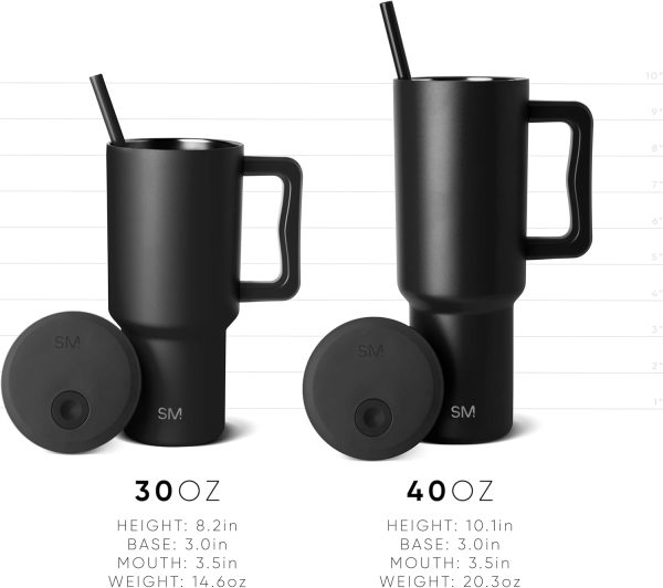 Simple Modern 40 oz Trek Tumbler with Handle and Straw Lid | Cup Holder Friendly Insulated Stainless Steel Travel Mug | Sea Glass Sage - Image 5