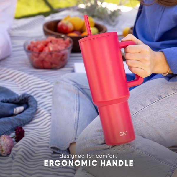 Simple Modern 40 oz Trek Tumbler with Handle and Straw Lid | Cup Holder Friendly Insulated Stainless Steel Travel Mug | Sea Glass Sage - Image 9