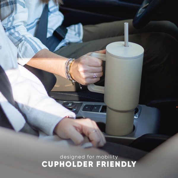 Simple Modern 40 oz Trek Tumbler with Handle and Straw Lid | Cup Holder Friendly Insulated Stainless Steel Travel Mug | Sea Glass Sage - Image 14
