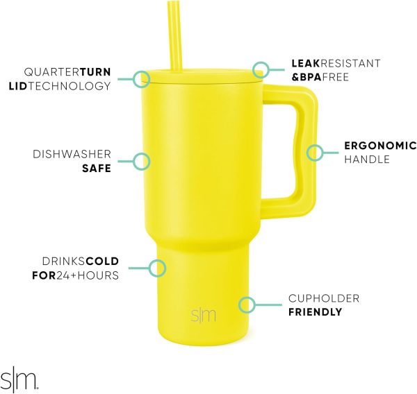 Simple Modern 40 oz Trek Tumbler with Handle and Straw Lid | Cup Holder Friendly Insulated Stainless Steel Travel Mug | Sea Glass Sage - Image 18