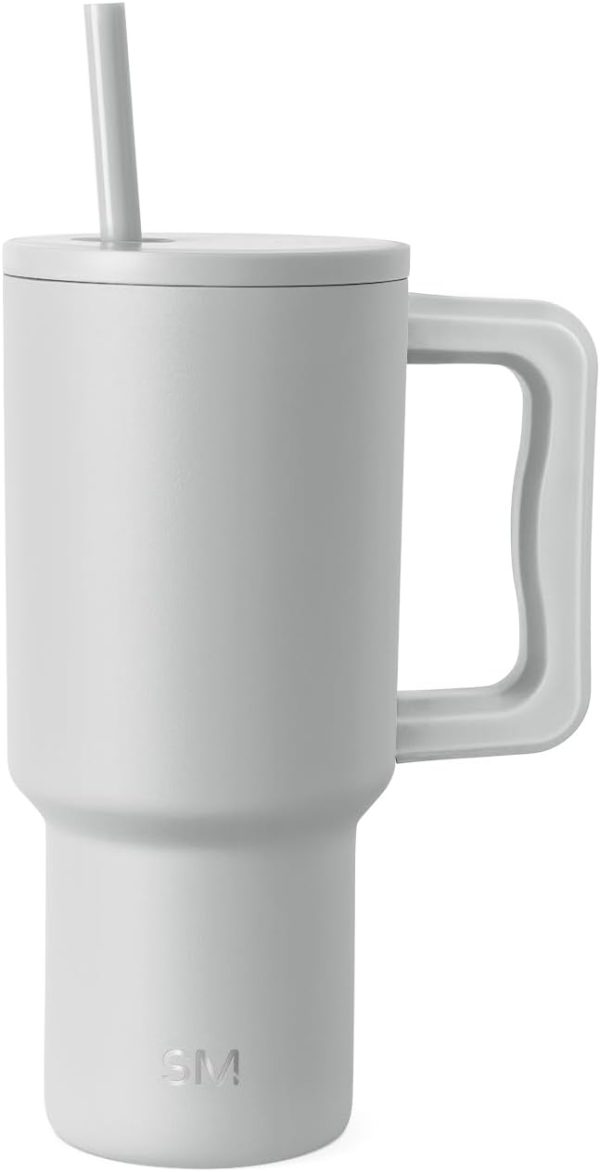 Simple Modern 40 oz Trek Tumbler with Handle and Straw Lid | Cup Holder Friendly Insulated Stainless Steel Travel Mug | Sea Glass Sage - Image 27