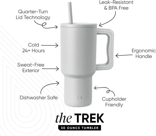 Simple Modern 40 oz Trek Tumbler with Handle and Straw Lid | Cup Holder Friendly Insulated Stainless Steel Travel Mug | Sea Glass Sage - Image 28