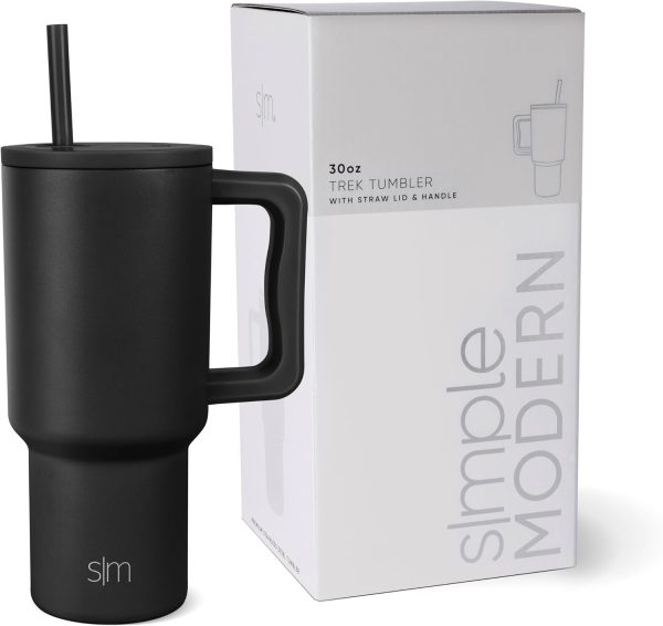 Simple Modern 40 oz Trek Tumbler with Handle and Straw Lid | Cup Holder Friendly Insulated Stainless Steel Travel Mug | Sea Glass Sage - Image 29