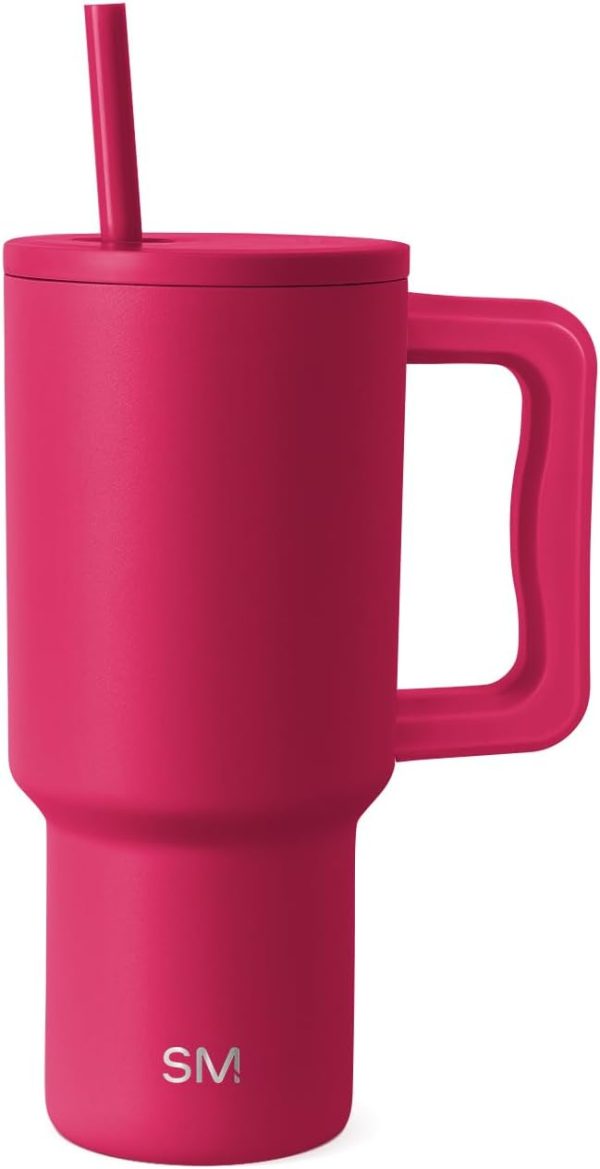 Simple Modern 40 oz Trek Tumbler with Handle and Straw Lid | Cup Holder Friendly Insulated Stainless Steel Travel Mug | Sea Glass Sage - Image 31