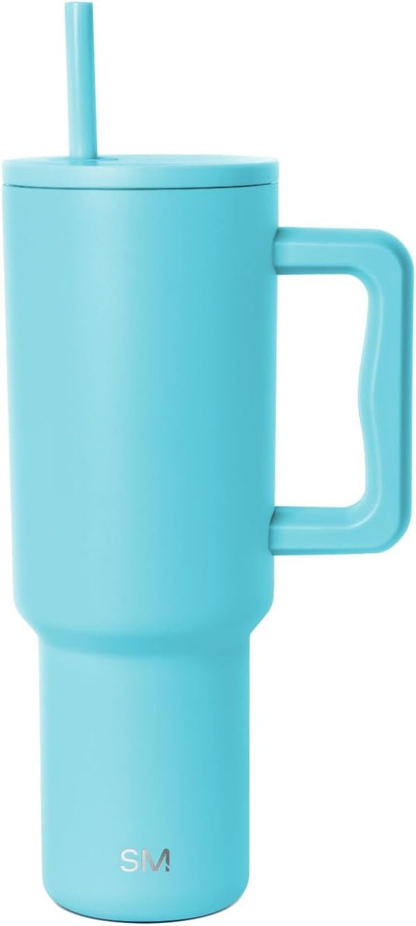 Simple Modern 40 oz Trek Tumbler with Handle and Straw Lid | Cup Holder Friendly Insulated Stainless Steel Travel Mug | Sea Glass Sage - Image 33