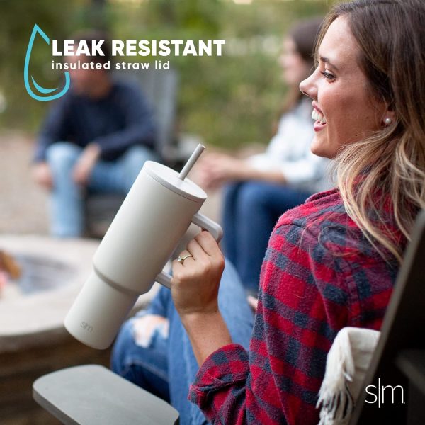 Simple Modern 40 oz Trek Tumbler with Handle and Straw Lid | Cup Holder Friendly Insulated Stainless Steel Travel Mug | Sea Glass Sage - Image 39