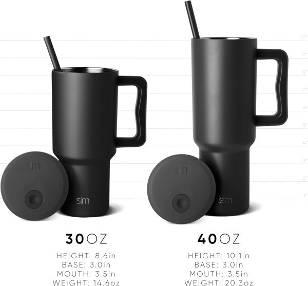 Simple Modern 40 oz Trek Tumbler with Handle and Straw Lid | Cup Holder Friendly Insulated Stainless Steel Travel Mug | Sea Glass Sage - Image 40