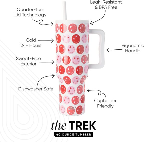 Simple Modern 40 oz Trek Tumbler with Handle and Straw Lid | Cup Holder Friendly Insulated Stainless Steel Travel Mug | Sea Glass Sage - Image 50