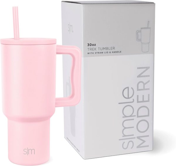 Simple Modern 40 oz Trek Tumbler with Handle and Straw Lid | Cup Holder Friendly Insulated Stainless Steel Travel Mug | Sea Glass Sage - Image 61