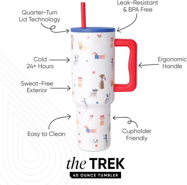 Simple Modern 40 oz Trek Tumbler with Handle and Straw Lid | Cup Holder Friendly Insulated Stainless Steel Travel Mug | Sea Glass Sage - Image 66