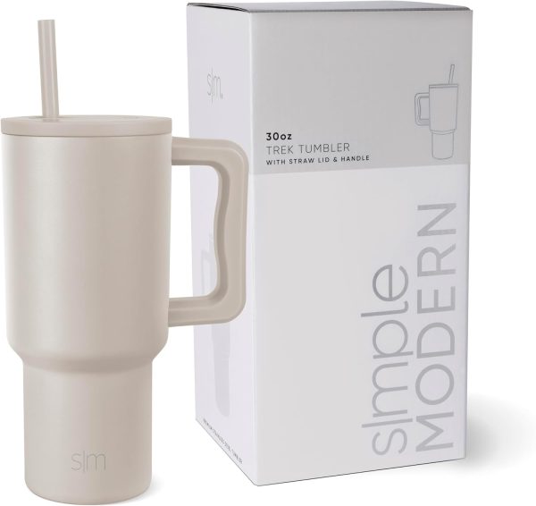 Simple Modern 40 oz Trek Tumbler with Handle and Straw Lid | Cup Holder Friendly Insulated Stainless Steel Travel Mug | Sea Glass Sage - Image 82