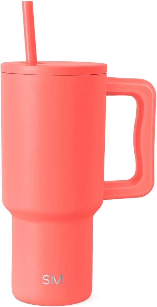 Simple Modern 40 oz Trek Tumbler with Handle and Straw Lid | Cup Holder Friendly Insulated Stainless Steel Travel Mug | Sea Glass Sage - Image 92