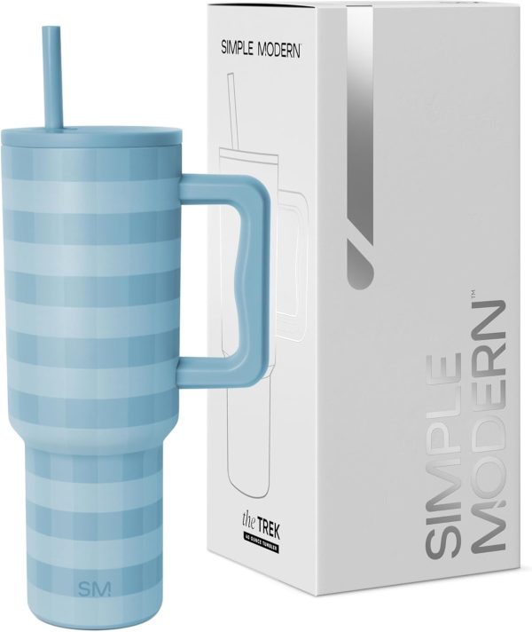 Simple Modern 40 oz Trek Tumbler with Handle and Straw Lid | Cup Holder Friendly Insulated Stainless Steel Travel Mug | Sea Glass Sage - Image 94