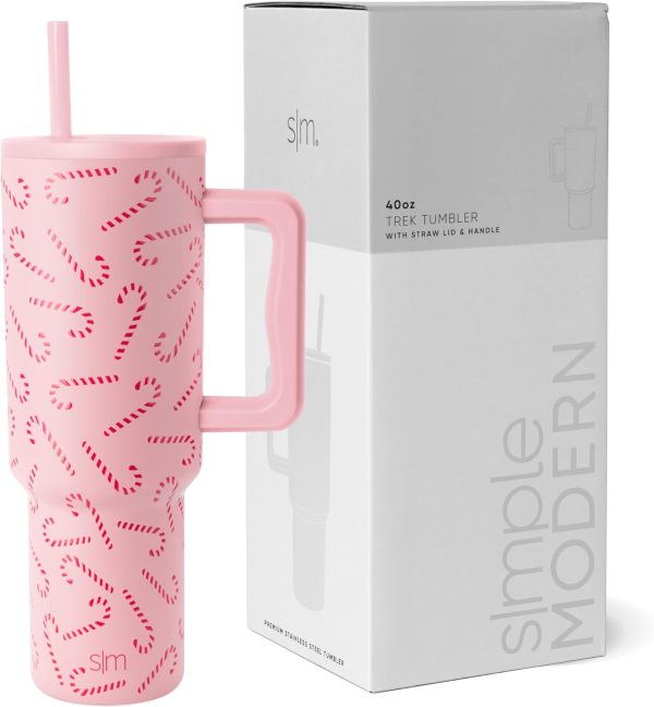 Simple Modern 40 oz Trek Tumbler with Handle and Straw Lid | Cup Holder Friendly Insulated Stainless Steel Travel Mug | Sea Glass Sage - Image 97