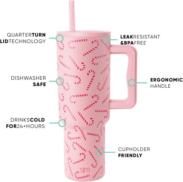 Simple Modern 40 oz Trek Tumbler with Handle and Straw Lid | Cup Holder Friendly Insulated Stainless Steel Travel Mug | Sea Glass Sage - Image 98