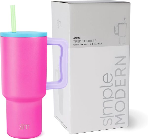 Simple Modern 40 oz Trek Tumbler with Handle and Straw Lid | Cup Holder Friendly Insulated Stainless Steel Travel Mug | Sea Glass Sage - Image 99