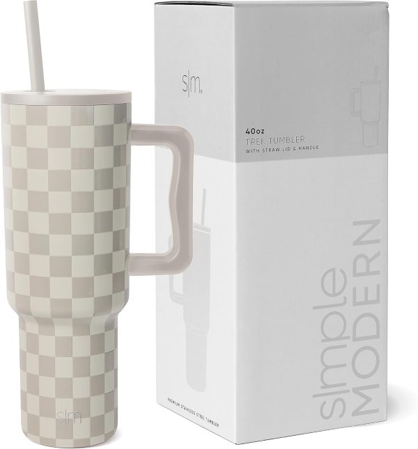 Simple Modern 40 oz Trek Tumbler with Handle and Straw Lid | Cup Holder Friendly Insulated Stainless Steel Travel Mug | Sea Glass Sage - Image 111