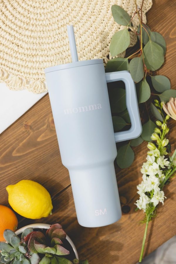 Simple Modern 40 oz Trek Tumbler with Handle and Straw Lid | Cup Holder Friendly Insulated Stainless Steel Travel Mug | Sea Glass Sage - Image 115