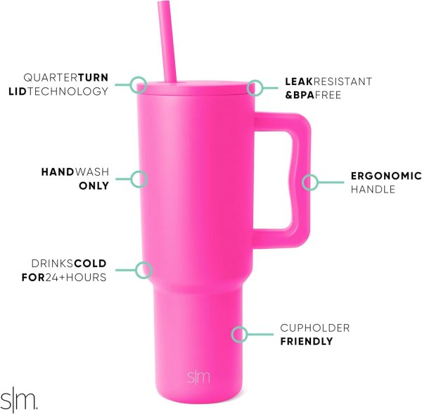Simple Modern 40 oz Trek Tumbler with Handle and Straw Lid | Cup Holder Friendly Insulated Stainless Steel Travel Mug | Sea Glass Sage - Image 118