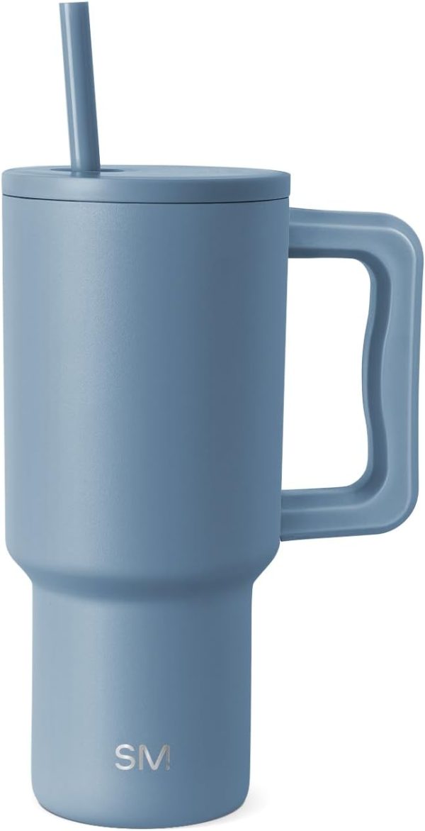Simple Modern 40 oz Trek Tumbler with Handle and Straw Lid | Cup Holder Friendly Insulated Stainless Steel Travel Mug | Sea Glass Sage - Image 119
