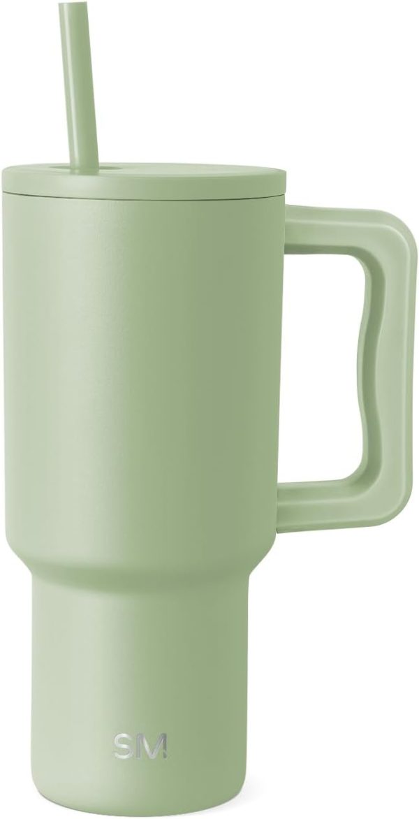 Simple Modern 40 oz Trek Tumbler with Handle and Straw Lid | Cup Holder Friendly Insulated Stainless Steel Travel Mug | Sea Glass Sage - Image 121