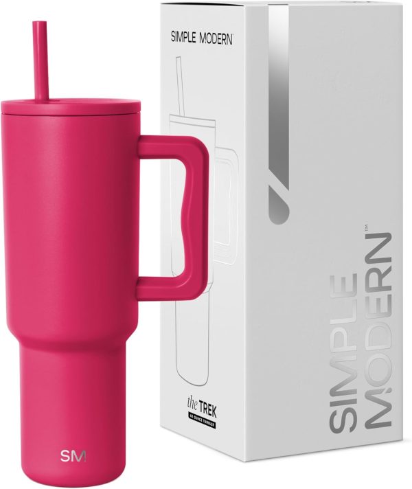 Simple Modern 40 oz Trek Tumbler with Handle and Straw Lid | Cup Holder Friendly Insulated Stainless Steel Travel Mug | Sea Glass Sage - Image 125