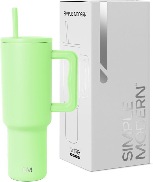 Simple Modern 40 oz Trek Tumbler with Handle and Straw Lid | Cup Holder Friendly Insulated Stainless Steel Travel Mug | Sea Glass Sage - Image 127