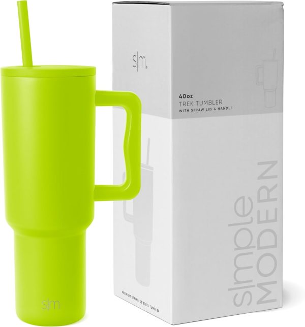 Simple Modern 40 oz Trek Tumbler with Handle and Straw Lid | Cup Holder Friendly Insulated Stainless Steel Travel Mug | Sea Glass Sage - Image 131