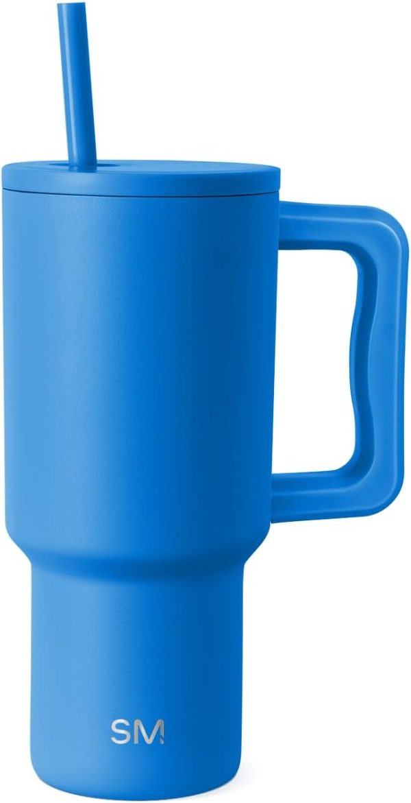 Simple Modern 40 oz Trek Tumbler with Handle and Straw Lid | Cup Holder Friendly Insulated Stainless Steel Travel Mug | Sea Glass Sage - Image 146