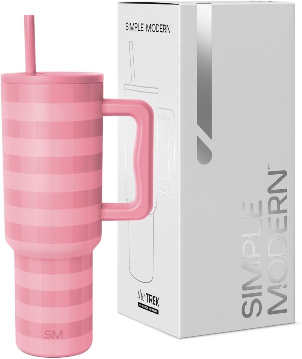 Simple Modern 40 oz Trek Tumbler with Handle and Straw Lid | Cup Holder Friendly Insulated Stainless Steel Travel Mug | Sea Glass Sage - Image 148