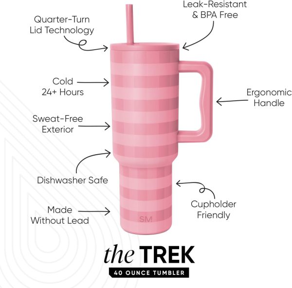 Simple Modern 40 oz Trek Tumbler with Handle and Straw Lid | Cup Holder Friendly Insulated Stainless Steel Travel Mug | Sea Glass Sage - Image 149