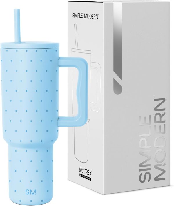 Simple Modern 40 oz Trek Tumbler with Handle and Straw Lid | Cup Holder Friendly Insulated Stainless Steel Travel Mug | Sea Glass Sage - Image 155