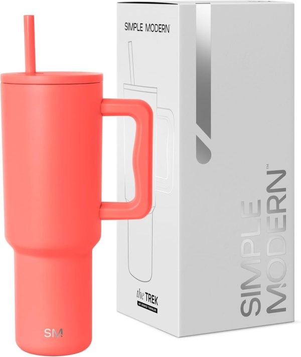 Simple Modern 40 oz Trek Tumbler with Handle and Straw Lid | Cup Holder Friendly Insulated Stainless Steel Travel Mug | Sea Glass Sage - Image 157