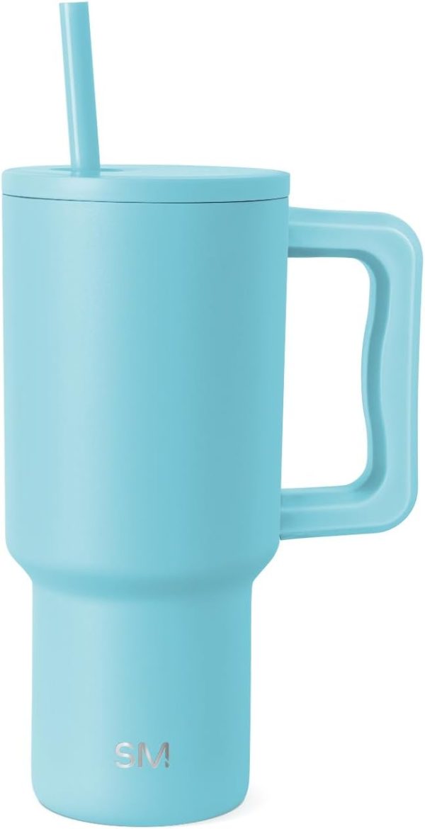 Simple Modern 40 oz Trek Tumbler with Handle and Straw Lid | Cup Holder Friendly Insulated Stainless Steel Travel Mug | Sea Glass Sage - Image 159