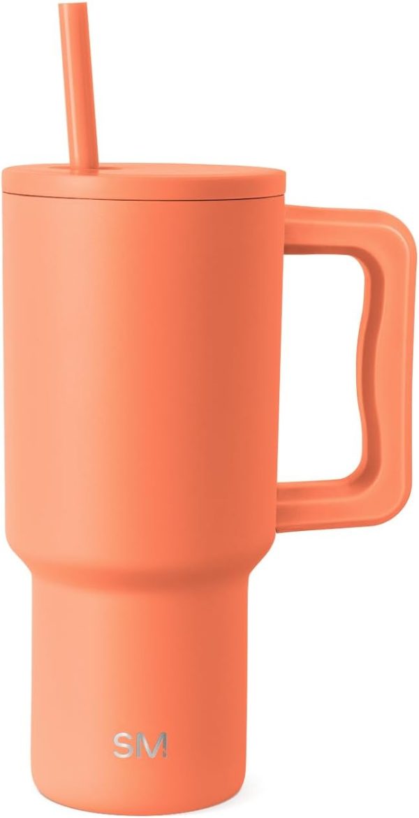 Simple Modern 40 oz Trek Tumbler with Handle and Straw Lid | Cup Holder Friendly Insulated Stainless Steel Travel Mug | Sea Glass Sage - Image 163