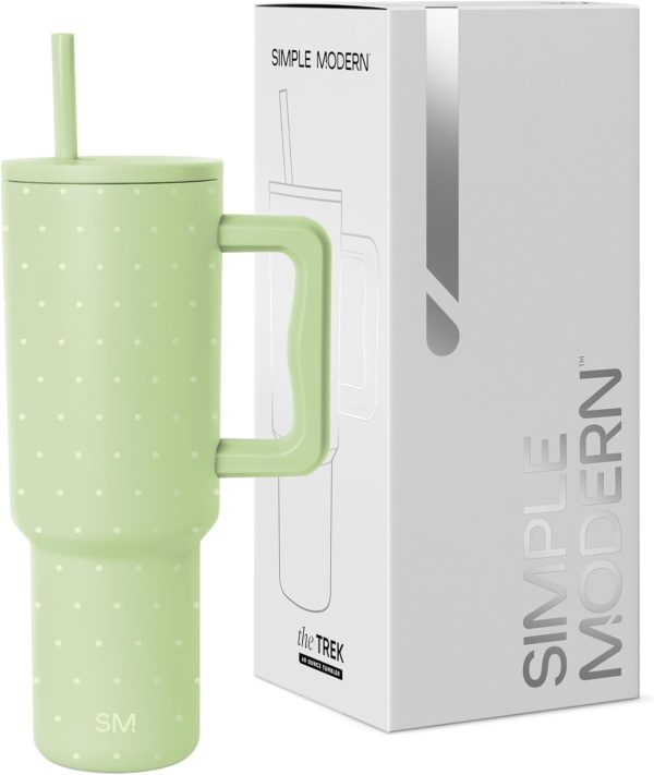 Simple Modern 40 oz Trek Tumbler with Handle and Straw Lid | Cup Holder Friendly Insulated Stainless Steel Travel Mug | Sea Glass Sage - Image 172